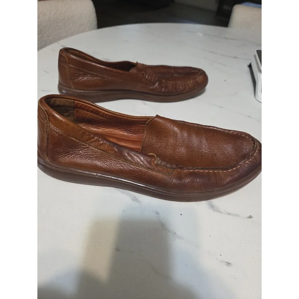 Johnston & Murphy Brannon Loafers 25-9256 Men's 10 M Tan Leather Slip On Shoes